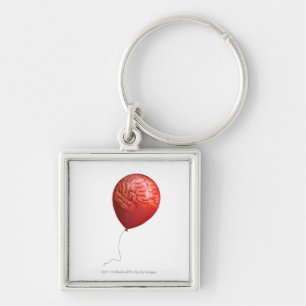 Porte-clés Illustration de ballon avec un cerveau superposé