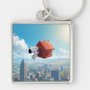Porte-clés Illustration de bande dessinée de ville flottante 
