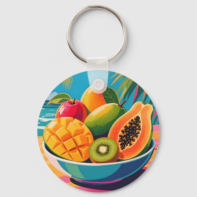 Porte-clés Illustration de bol de fruits tropicaux (Recto)