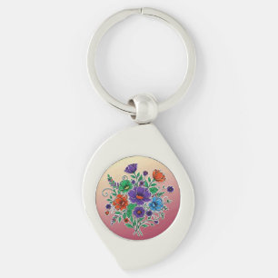 Porte-clés Illustration de bouquet floral vibrant