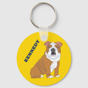 Porte-clés Illustration de Bulldog anglais personnalisée