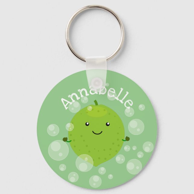 Porte-clés Illustration de bulles de chaux vert mou (Recto)