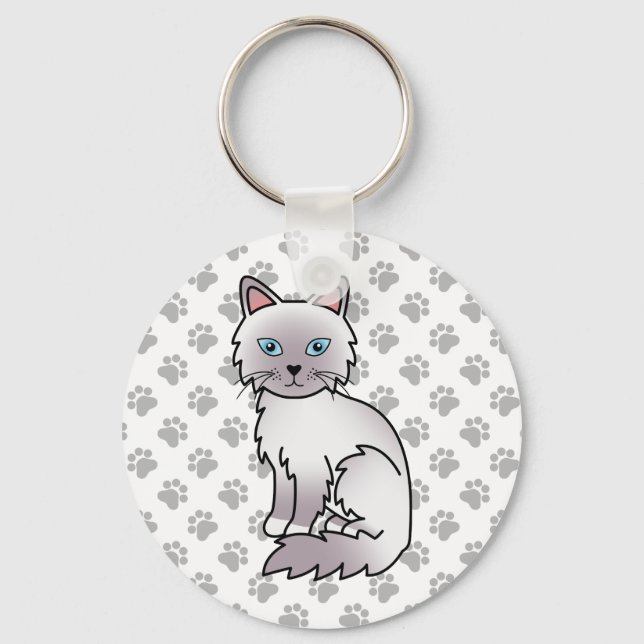 Porte-clés Illustration de chat Birman / Ragdoll Lilac Point (Recto)