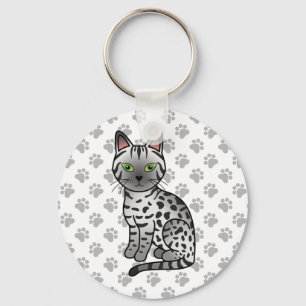 Porte-clés Illustration de chat de dessin animé mignon Mau ég