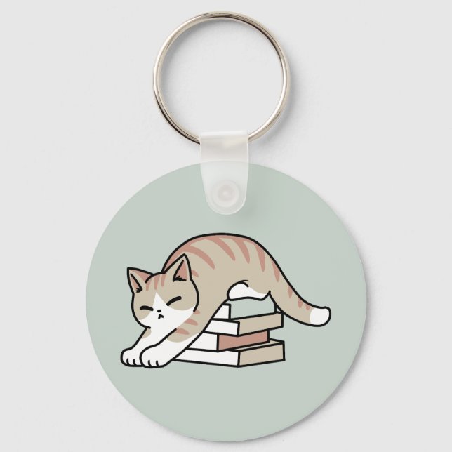 Porte-clés Illustration de chat Lover - Curled Up & Cosy (Recto)