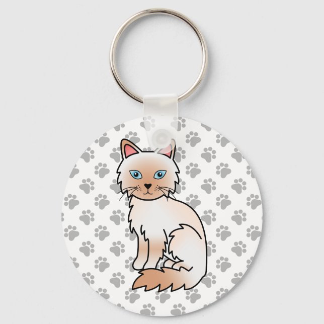 Porte-clés Illustration de chat mignon Birman / Ragdoll point (Recto)