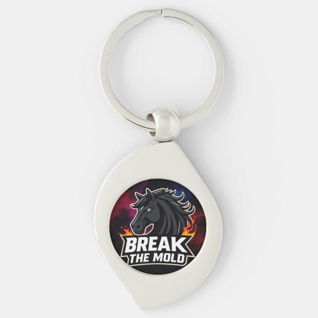 Porte-clés Illustration de cheval avec texte motivant (Devant)