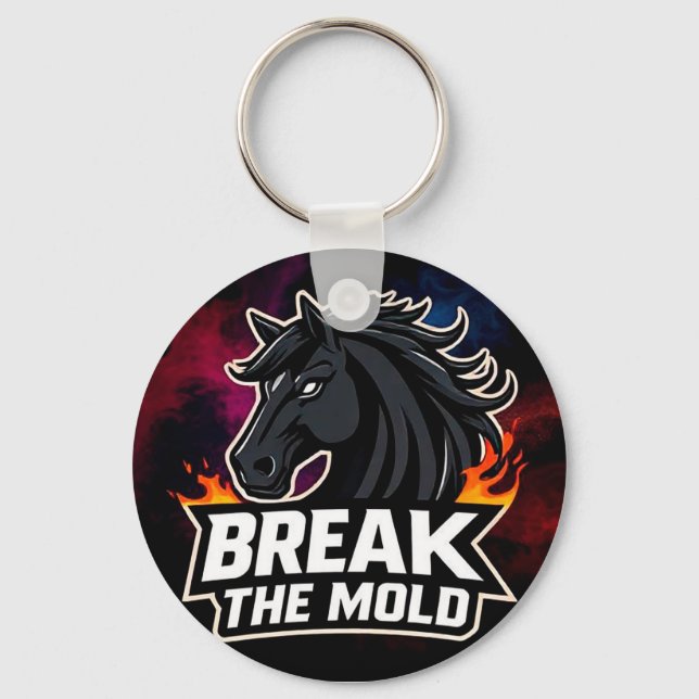 Porte-clés Illustration de cheval avec texte motivant (Recto)