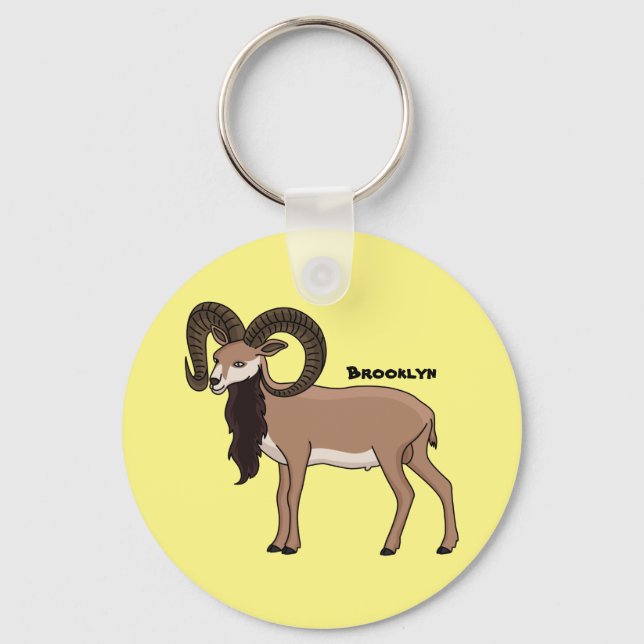 Porte-clés Illustration de chèvre de Mouflon (Recto)