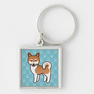 Porte-clés Illustration de chien Alaskan Klee Kai rouge et bl