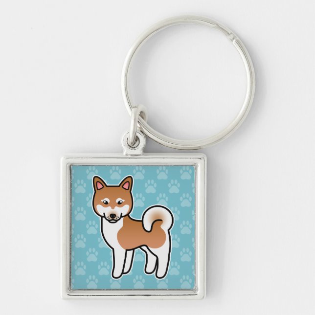 Porte-clés Illustration de chien Alaskan Klee Kai rouge et bl (Devant)