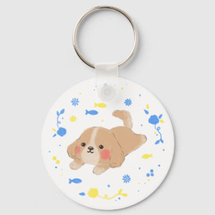 Porte-clés Illustration de chiot joyeux