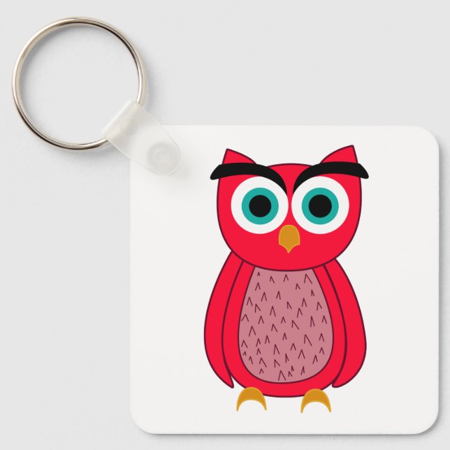 Porte-clés Illustration de chouette rose mignonne (Recto)