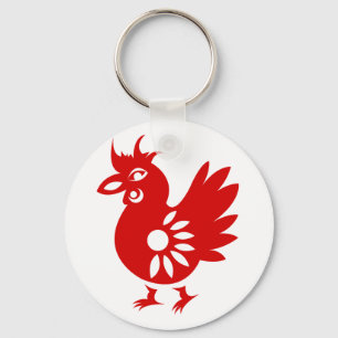 PORTE-CLÉS ILLUSTRATION DE COQ DU ZODIAQUE PAPERCUT