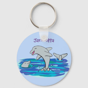 Porte-clés Illustration de dauphins heureux adorables