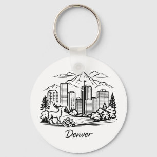 Porte-clés Illustration de Denver en ligne noire