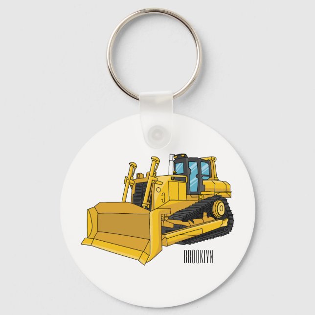 Porte-clés Illustration de dessin animé Bulldozer (Recto)