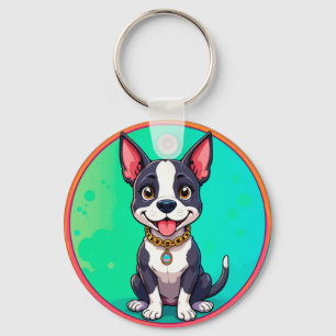 Porte-clés Illustration de dessin animé coloré de chien joyeu