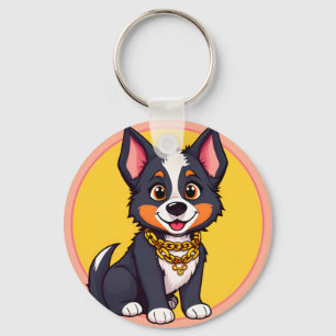 Porte-clés Illustration de dessin animé de chien heureux