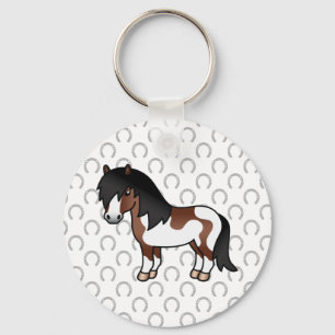 Porte-clés Illustration de dessin animé de poney Shetland Pin