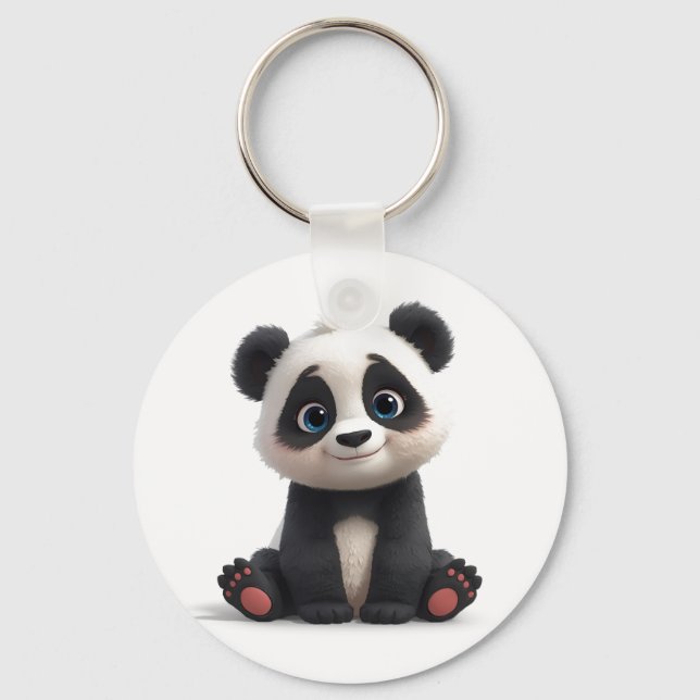 Porte-clés Illustration de dessin animé d'ours panda assis (Recto)