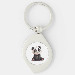 Porte-clés Illustration de dessin animé d'ours panda assis