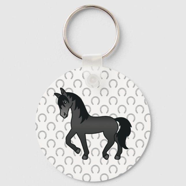Porte-clés Illustration de dessin animé mignon de cheval trot (Recto)