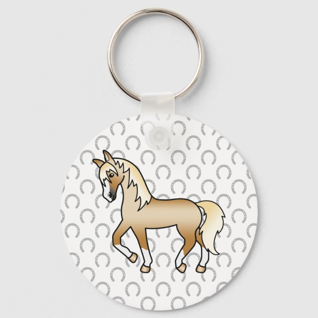 Porte-clés Illustration de dessin animé mignon de cheval trot (Recto)
