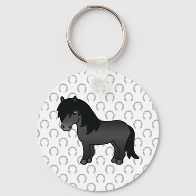 Porte-clés Illustration de dessin animé mignon de poney Shetl (Recto)
