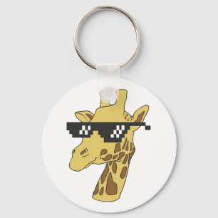Porte-clés Illustration de girafe amusante avec lunettes de s
