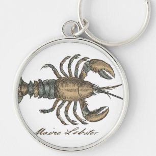Porte-clés Illustration de homard vintage : damas côtier 