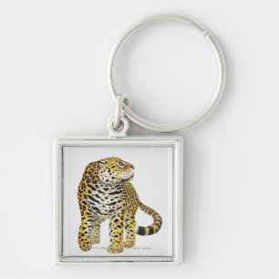 Porte-clés Illustration de Jaguar avec la tête dans le profi