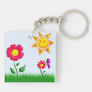 Porte-clés Illustration de jardin ensoleillé