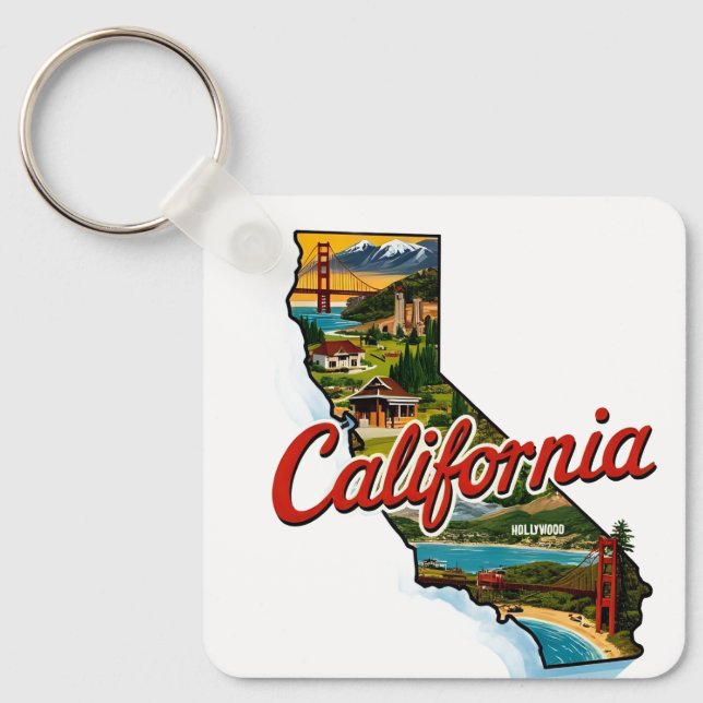 Porte-clés Illustration de la carte des monuments de Californ (Recto)