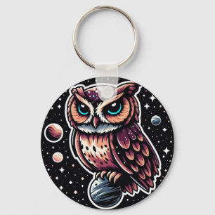 Porte-clés Illustration de la Chouette cosmique - hibou, espa