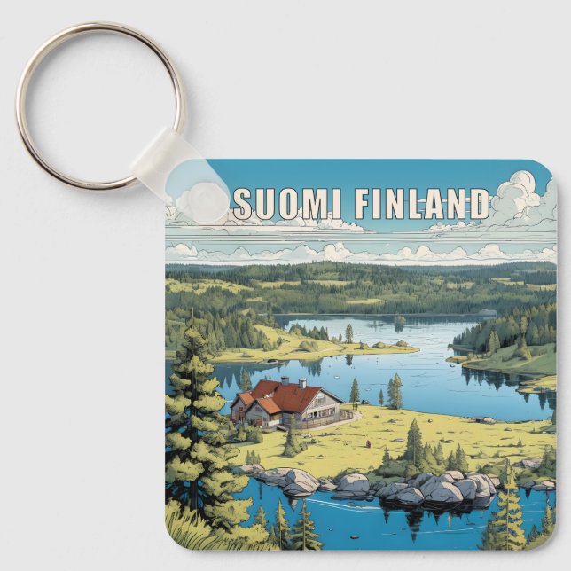 Porte-clés Illustration de la nature finlandaise (Recto)
