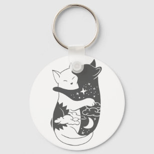 Porte-clés Illustration de la nuit du chat de jour - Choisir 