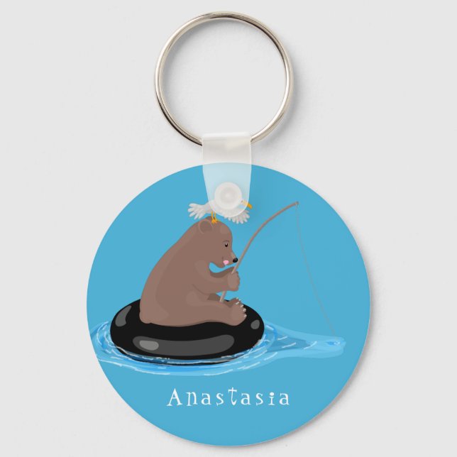 Porte-clés Illustration de la pêche de l'ourson mou (Recto)