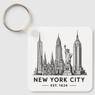Porte-clés Illustration de la skyline de NYC avec la Statue d