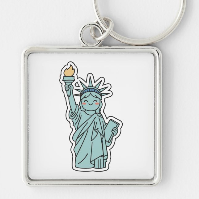 Porte-clés Illustration de la Statue de la Liberté mignonne (Devant)