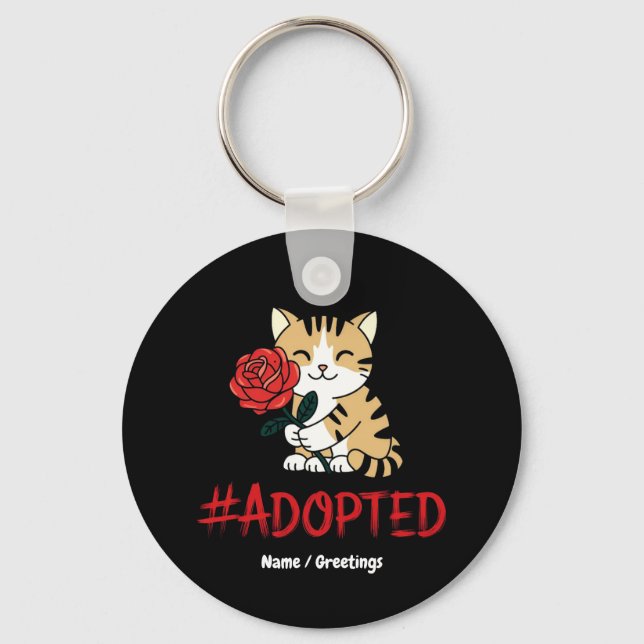 Porte-clés Illustration de l'amour pour les chats adoptés ave (Recto)