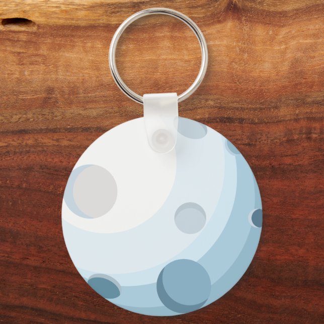 Porte-clés Illustration de l'espace de la lune bleue mignonne (Recto)