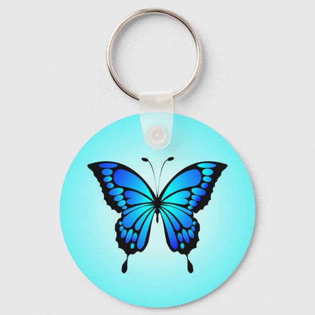 Porte-clés Illustration de l'insecte bleu papillon-20284 (Recto)
