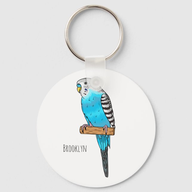 Porte-clés Illustration de l'oiseau bleu budgerigar (Recto)