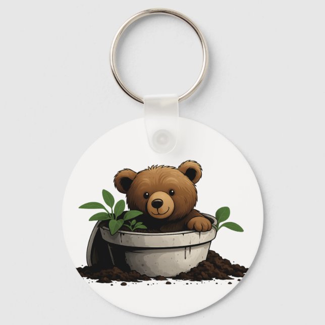 Porte-clés Illustration de l'ours en Plante pointé (Recto)