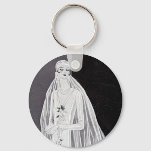 Porte-clés Illustration de mariée Flapper Art Déco élégante