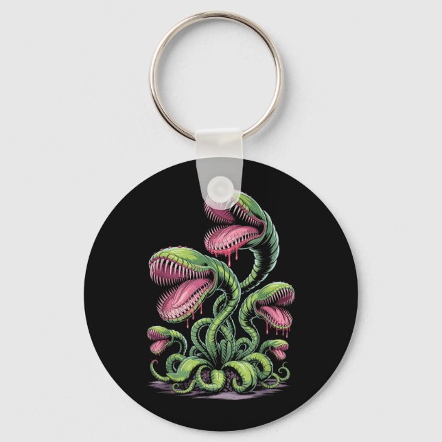 Porte-clés Illustration de monstre de plante carnivore avec d (Recto)