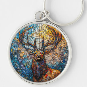 Porte-clés Illustration de mosaïque colorée de cerf