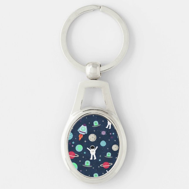 Porte-clés illustration de motif spatial (Devant)