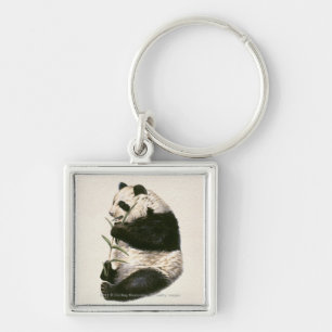 Porte-clés Illustration de panda géant alimentant sur le